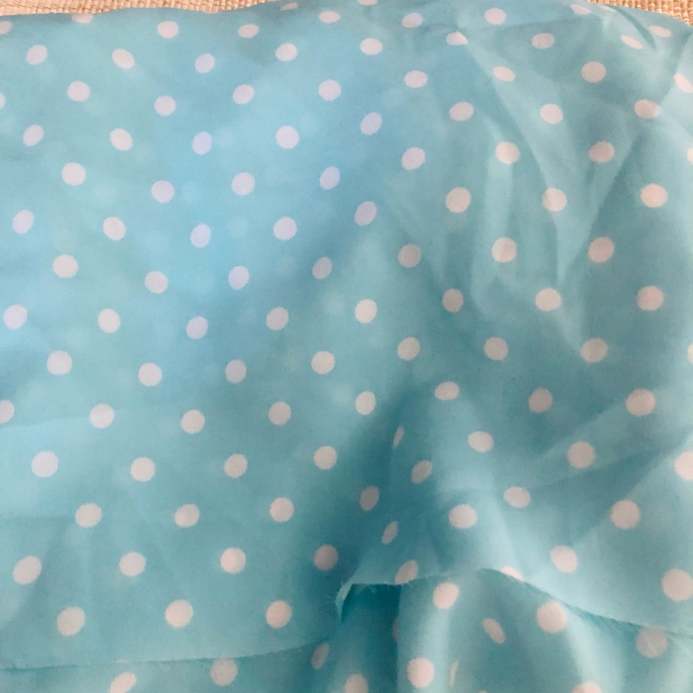 - - Aqua and white polka dot fabric